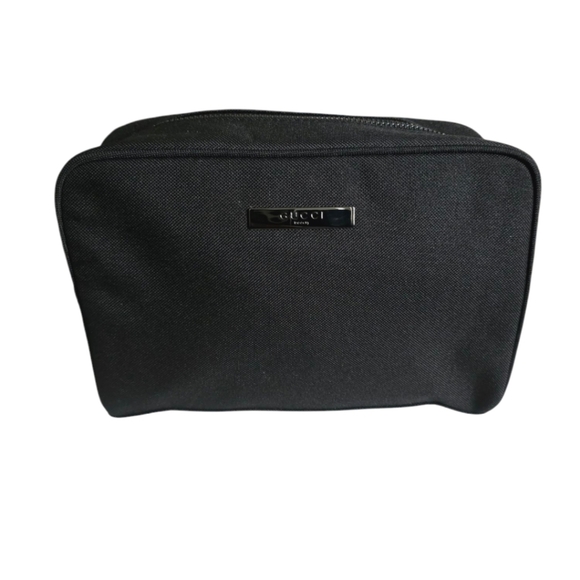 Gucci Beauty Canvas Makeup Bag Black NWOT Travel Cosmetics Pouch - Picture 9 of 17